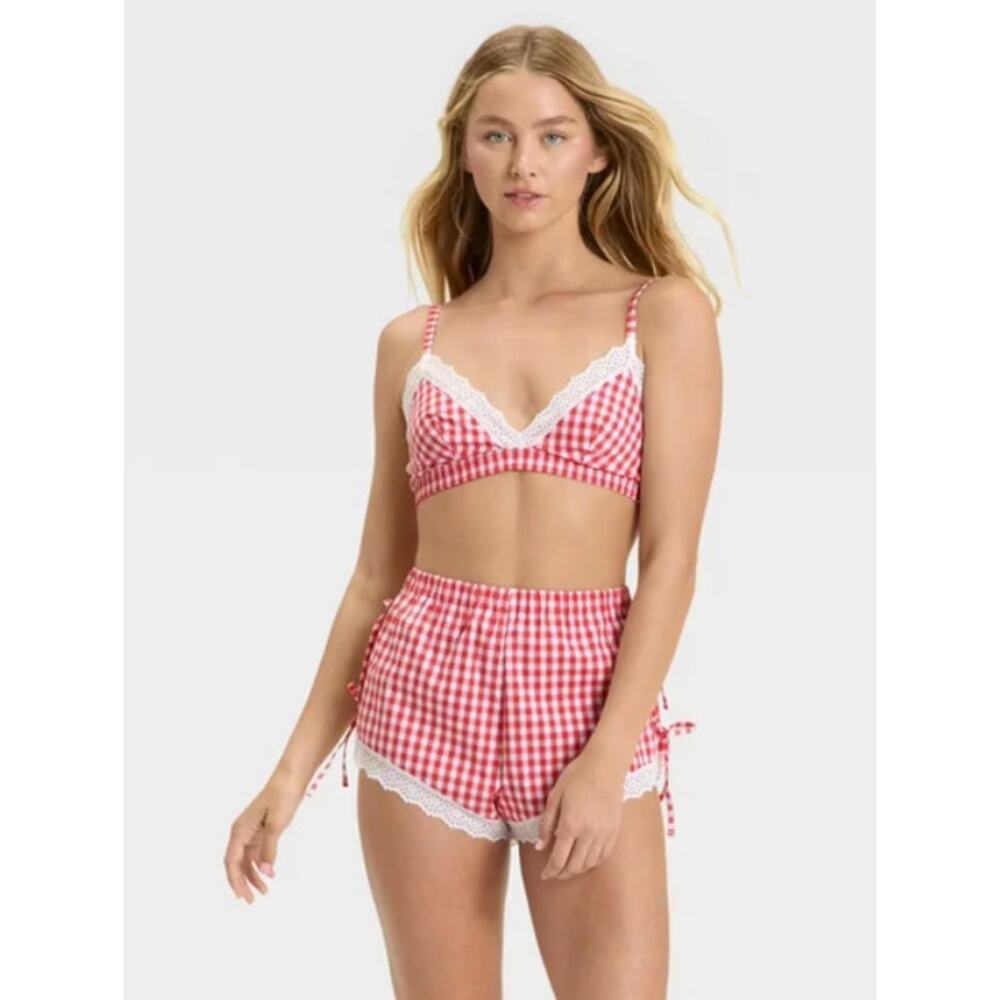 Colsie Red Gingham Woven Bralette